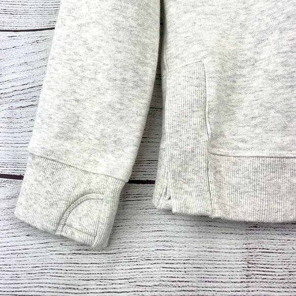 Athleta Girls Strength Funnel Neck Sweat Shirt Oatmeal Heather Slits Size 14 XL - Picture 3 of 8